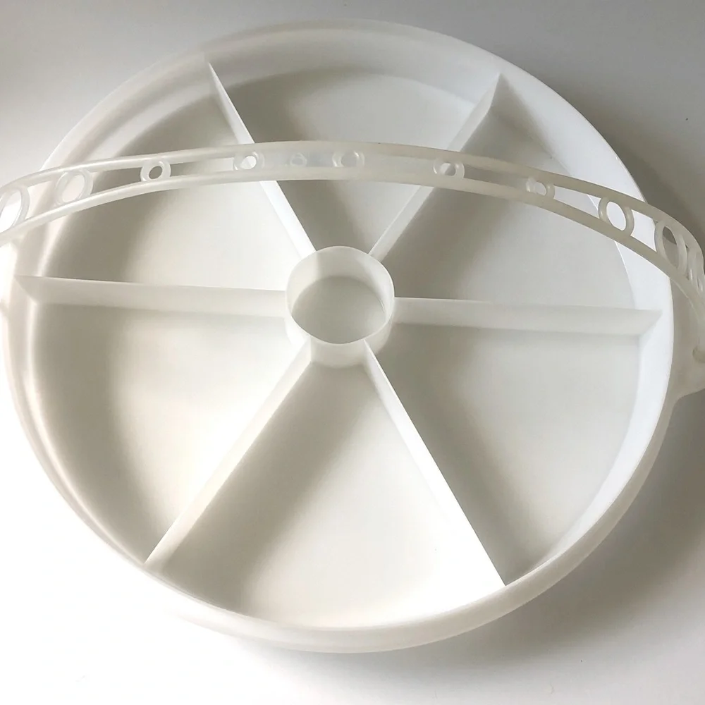 Vintage Tupperware Party Susan Divided Tray White & Sheer Lid + Handle